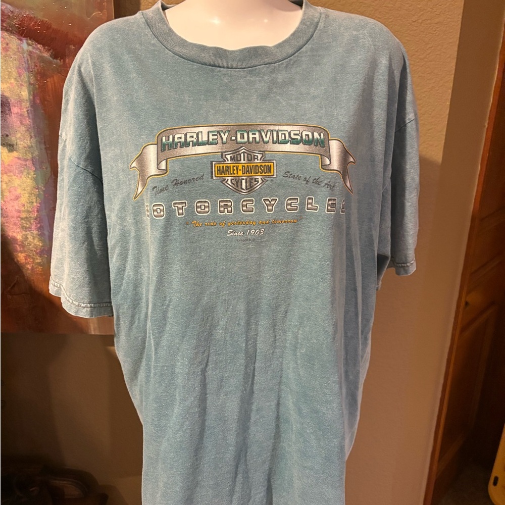 Harley-Davidson Blue and Gray Logo Tee